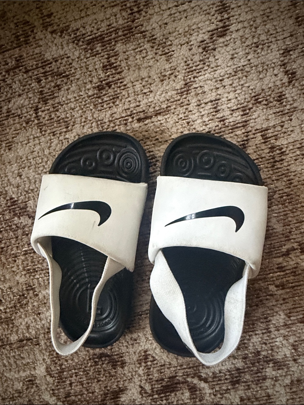 Nike Kids White and Black Backstrap Slide Sandals